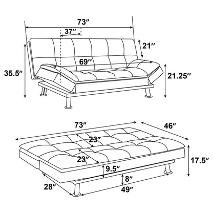 Kimpton - Upholstered Tufted Convertible Sofa Bed With Adjustable Arms Legs - White