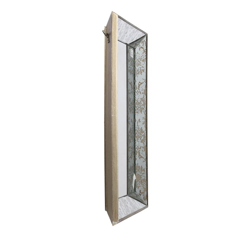 Antique Rectangle Mirror With Floral Accents, Mirrored Display Tray, Hanging Wall Mirror