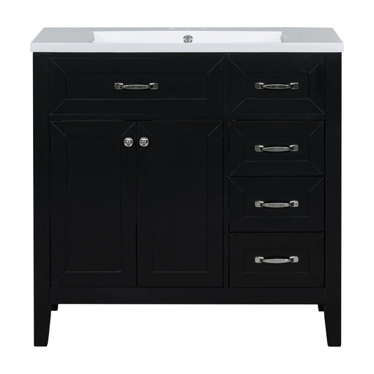 Modern Bathroom Vanity With Sink, Freestanding With Drawers And Doors