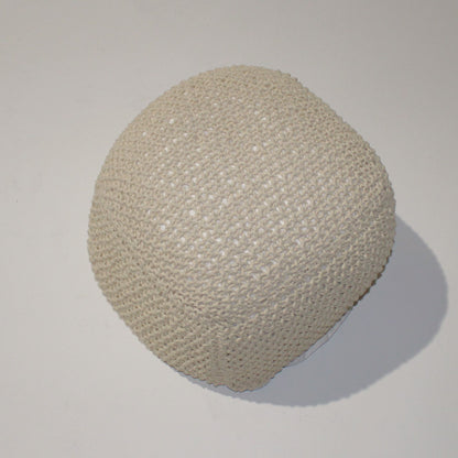 Semi Rounded Pouf, Cable Knitted, Perfect Seating