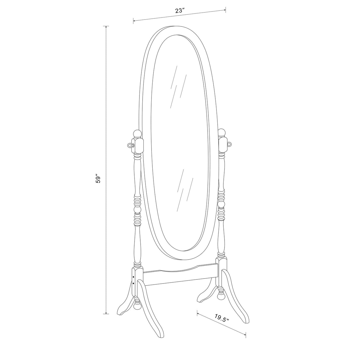 Dunne - Cheval Mirror With Oval Frame