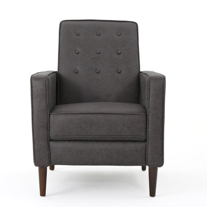 Macedonia - Mid Century Modern Button Tufted Fabric Recliner - Slate