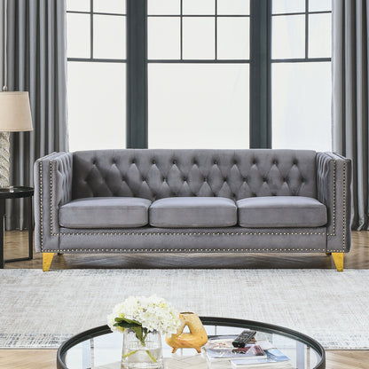 Upholstered Couch Sofa With Button Tufting For Living Room