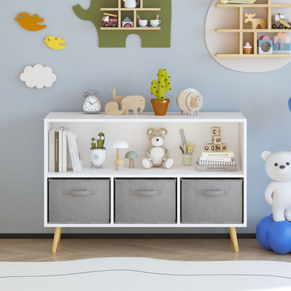 Bookcase With Collapsible Drawers, Book Display Organizer