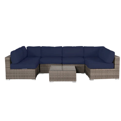 Seating Set With Cushions Handcrafted Wicker Design