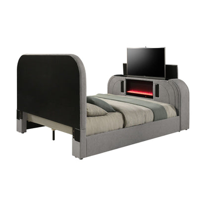 Shelyn - Bed With LED, TV Stand, Fireplace & Bluetooth