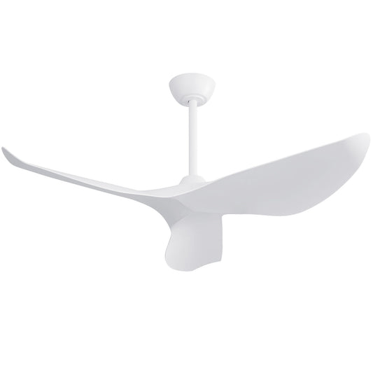 Ceiling Fan Without Light, DC Motor Remote Control Fan For Indoor / Outdoor Use - White