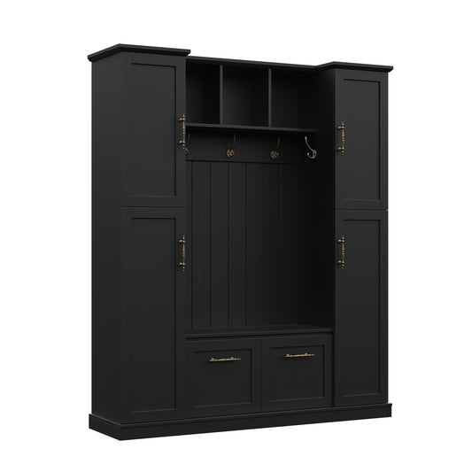 Hall Tree With 4 Side Cabinets