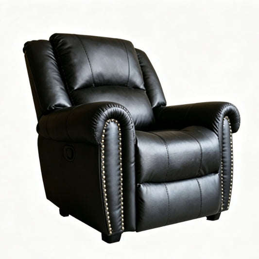 Electric Elderly Chair With 360° Swivel, Manual Button Control, Soft Plush Armchair For Living Room - Black