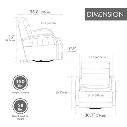 360° Swivel Accent Chair With Armrests