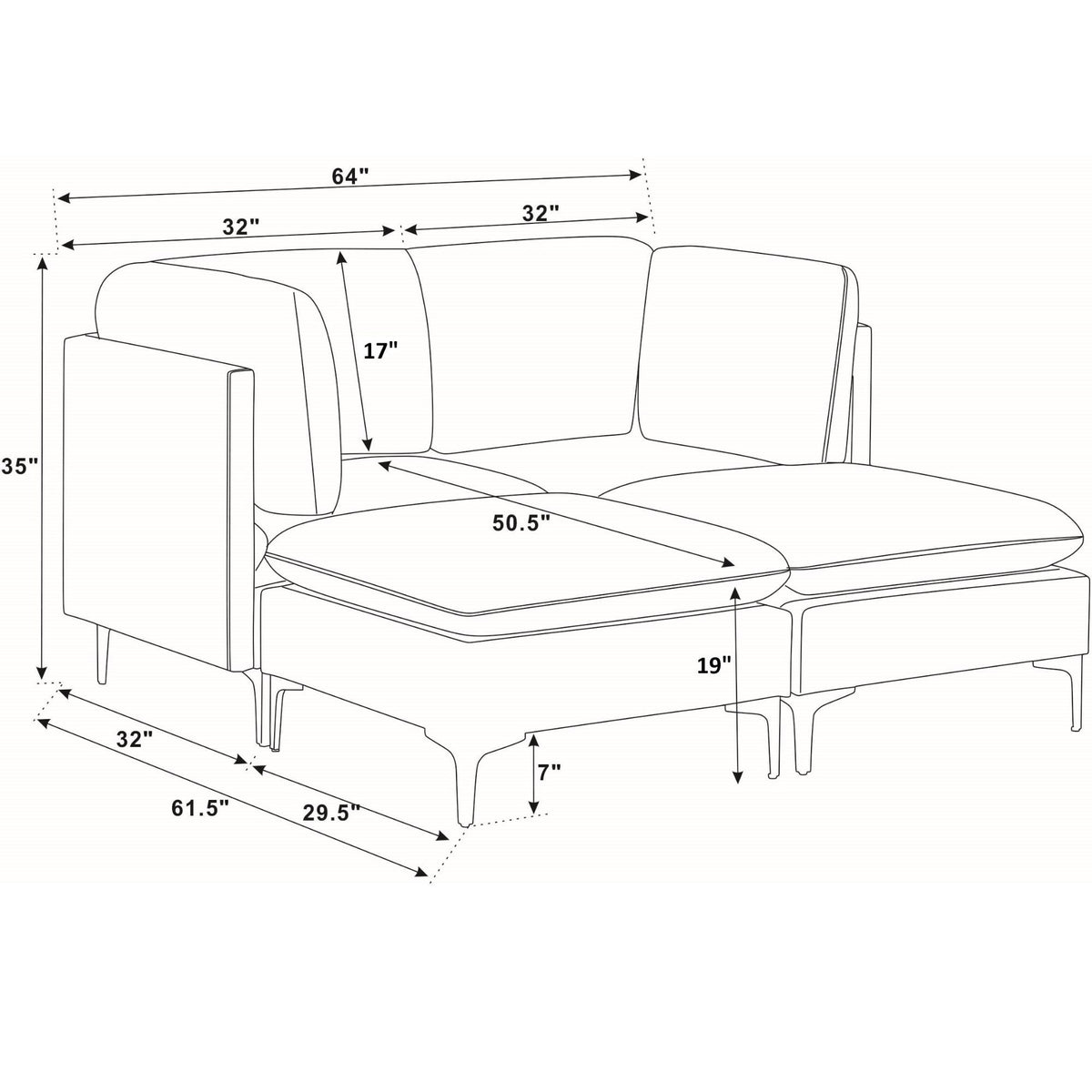 Upholstered Modular Sectional & Tall Legs
