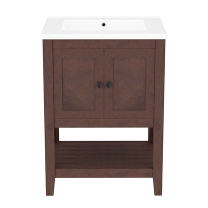Modern Bathroom Vanity With Sink And Open Shelf