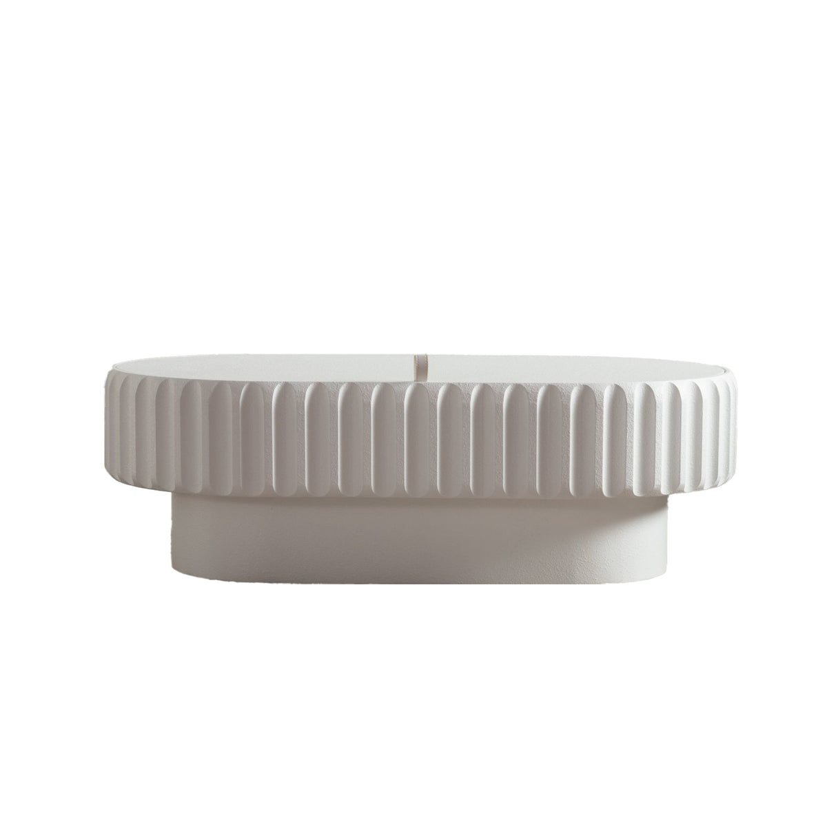 Fluted Storage Table & Lift Off Lid - Cream White