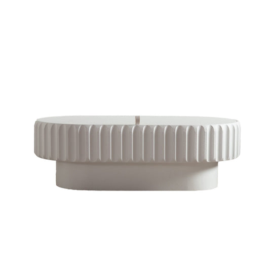 Fluted Storage Table & Lift Off Lid - Cream White
