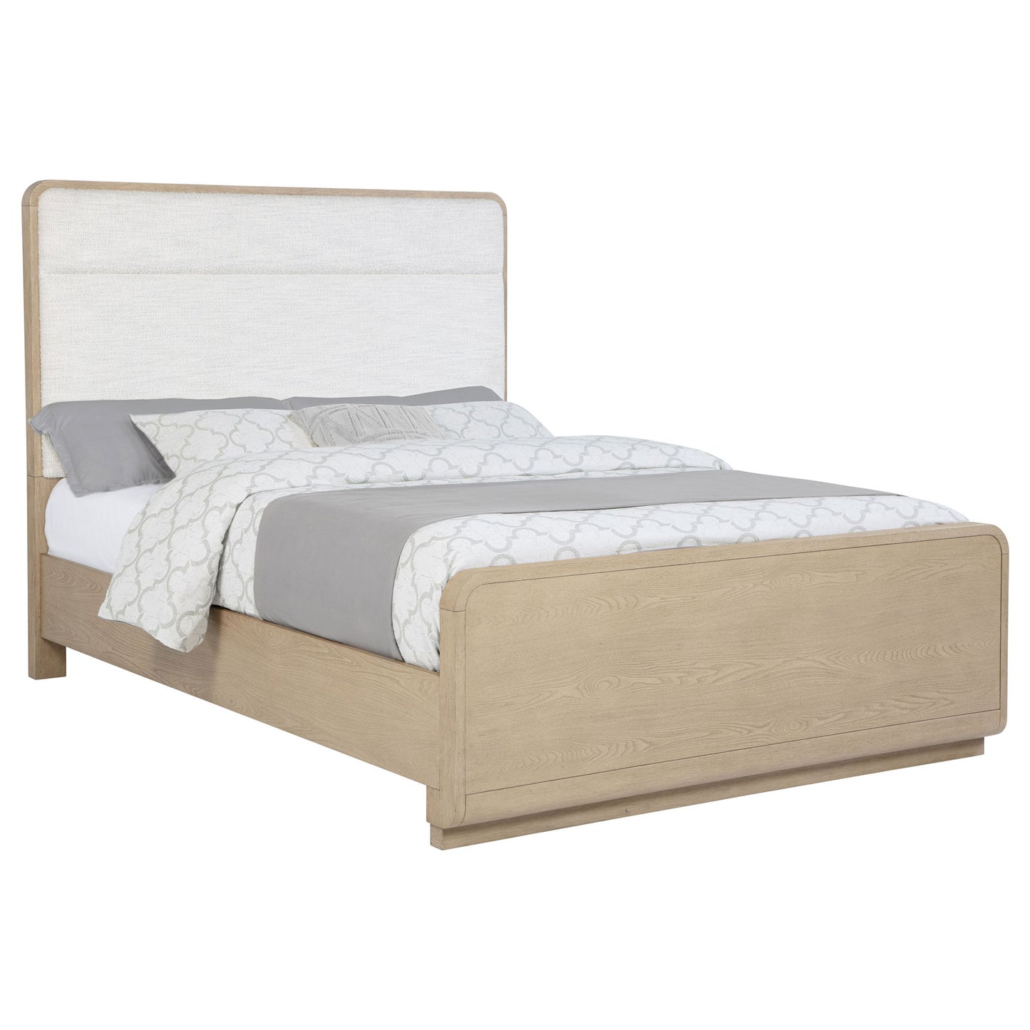 Mirador - Queen Panel Bed With Upholstered Headboard - Light Oak