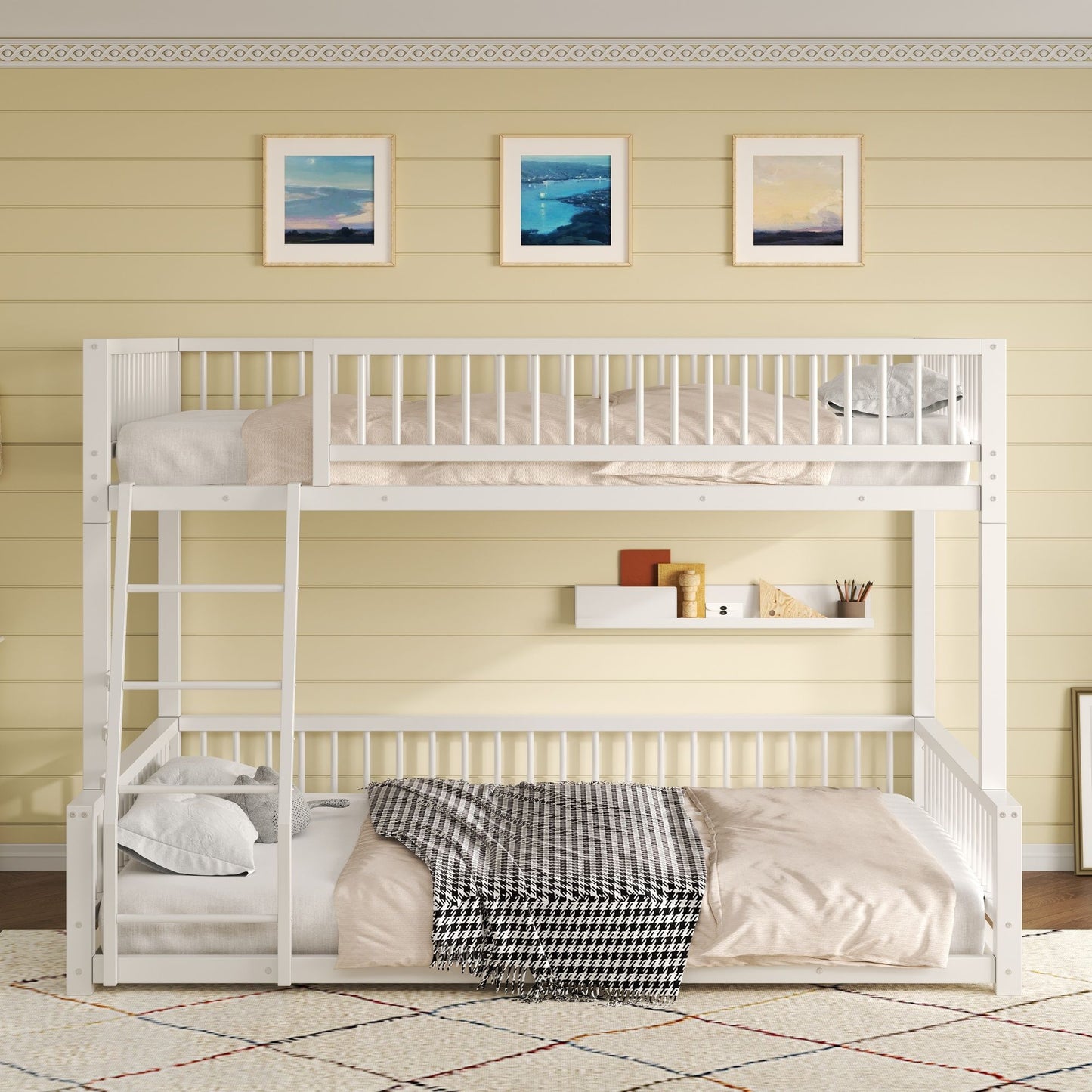 Bunk Bed With Ladder And Safety Guardrails
